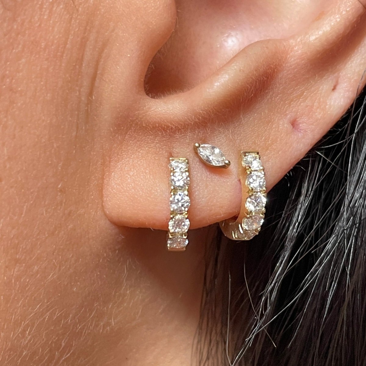 ★Numbering #3114 Pave Huggie Earing EVERYDAY PAVE Huggie Earrings – AURORO
