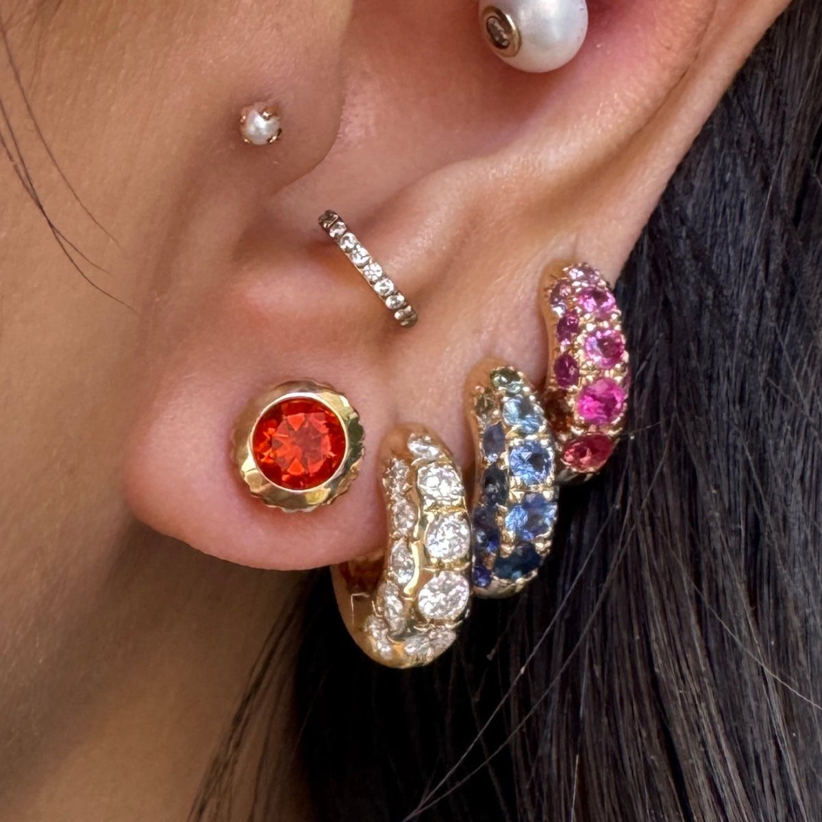 DREAM IN TECH 0.80ct Fire Opal Studs - AURORO