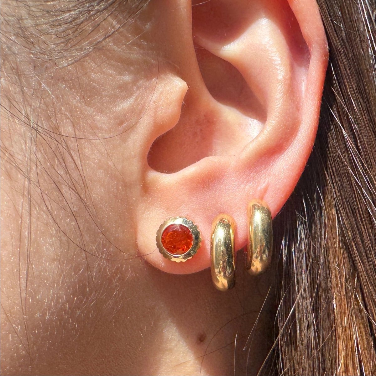 DREAM IN TECH .8ct Fire Opal Studs - AURORO