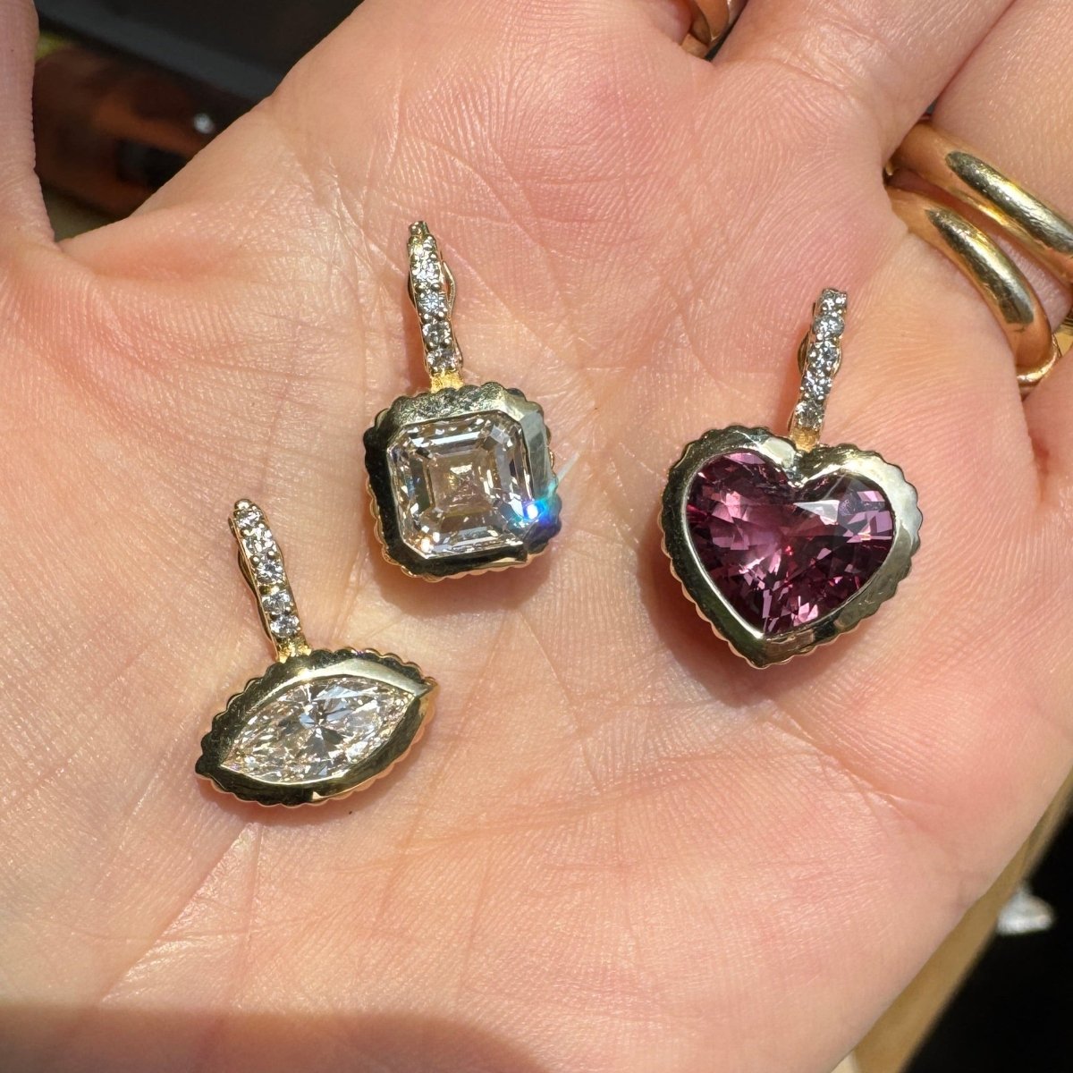 DREAM IN TECHNICOLOR 3.51ct Asscher Diamond - AURORO DREAM IN TECHNICOLOR 5.44ct Malaya Garnet_DREAM IN TECH Pendant 3.01ct Marquise Diamond
