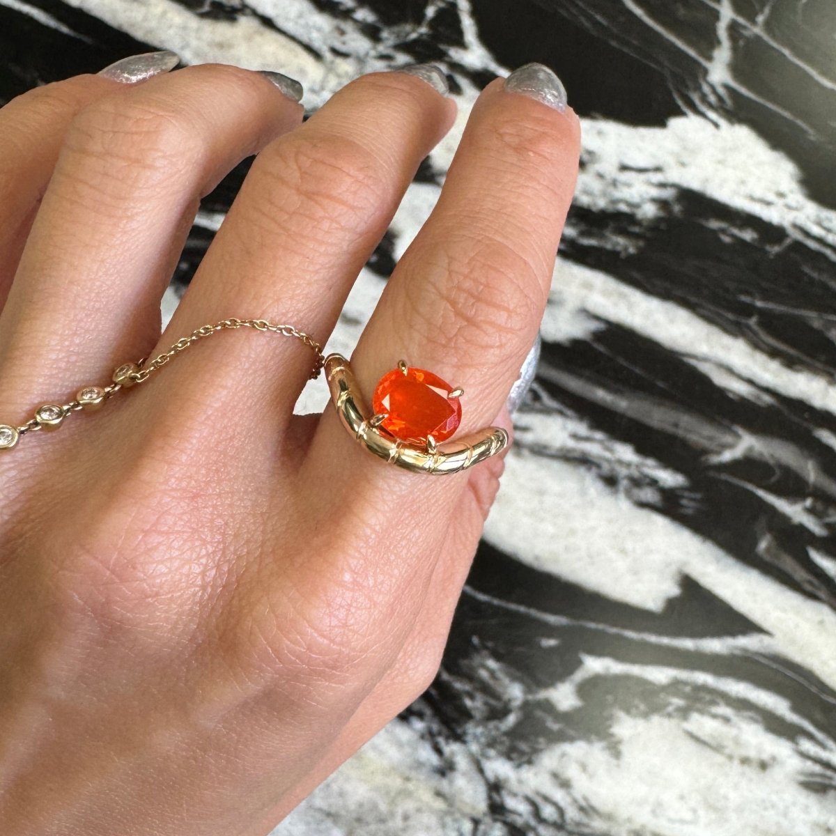 Petite LEVITATE Ring 1.18ct Fire Opal - AURORO