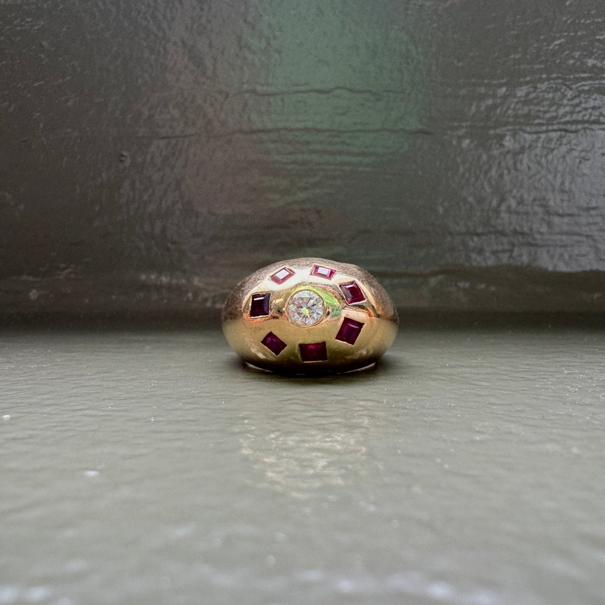 Vintage 14K Diamond + Ruby Dome Ring - AURORO