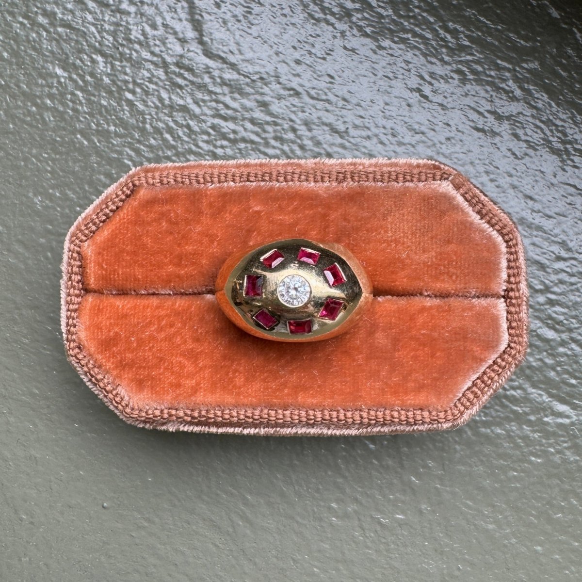 Vintage 14K Diamond + Ruby Dome Ring - AURORO