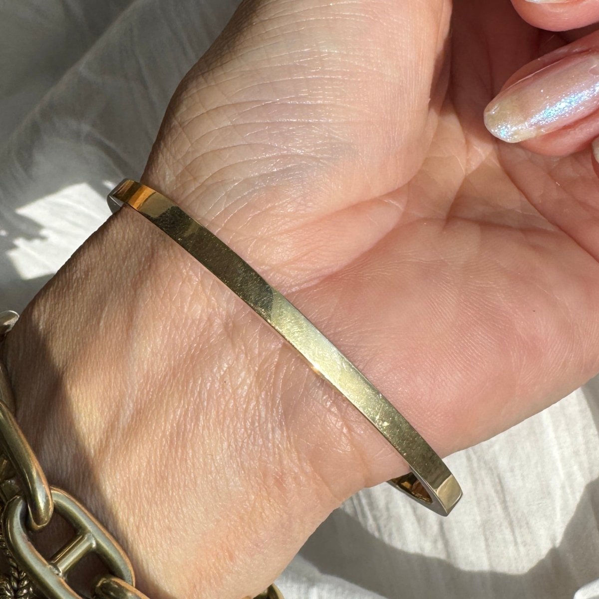 Vintage 14k Emerald + Diamond Bangle - AURORO