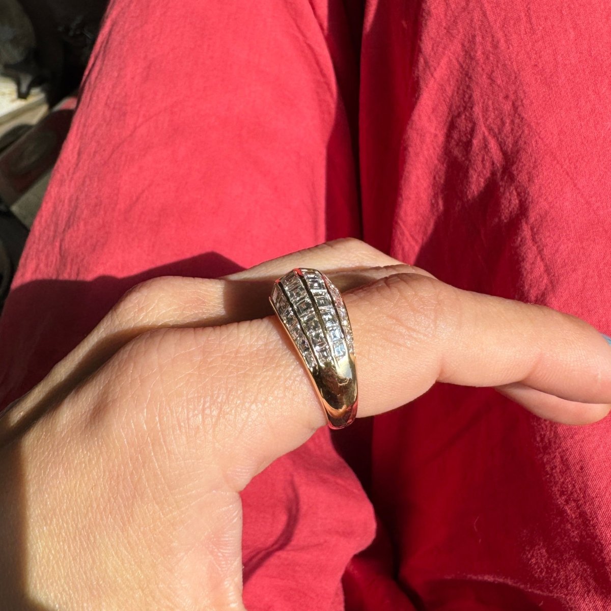 Vintage 18k Asscher Diamond Dome Ring - AURORO
