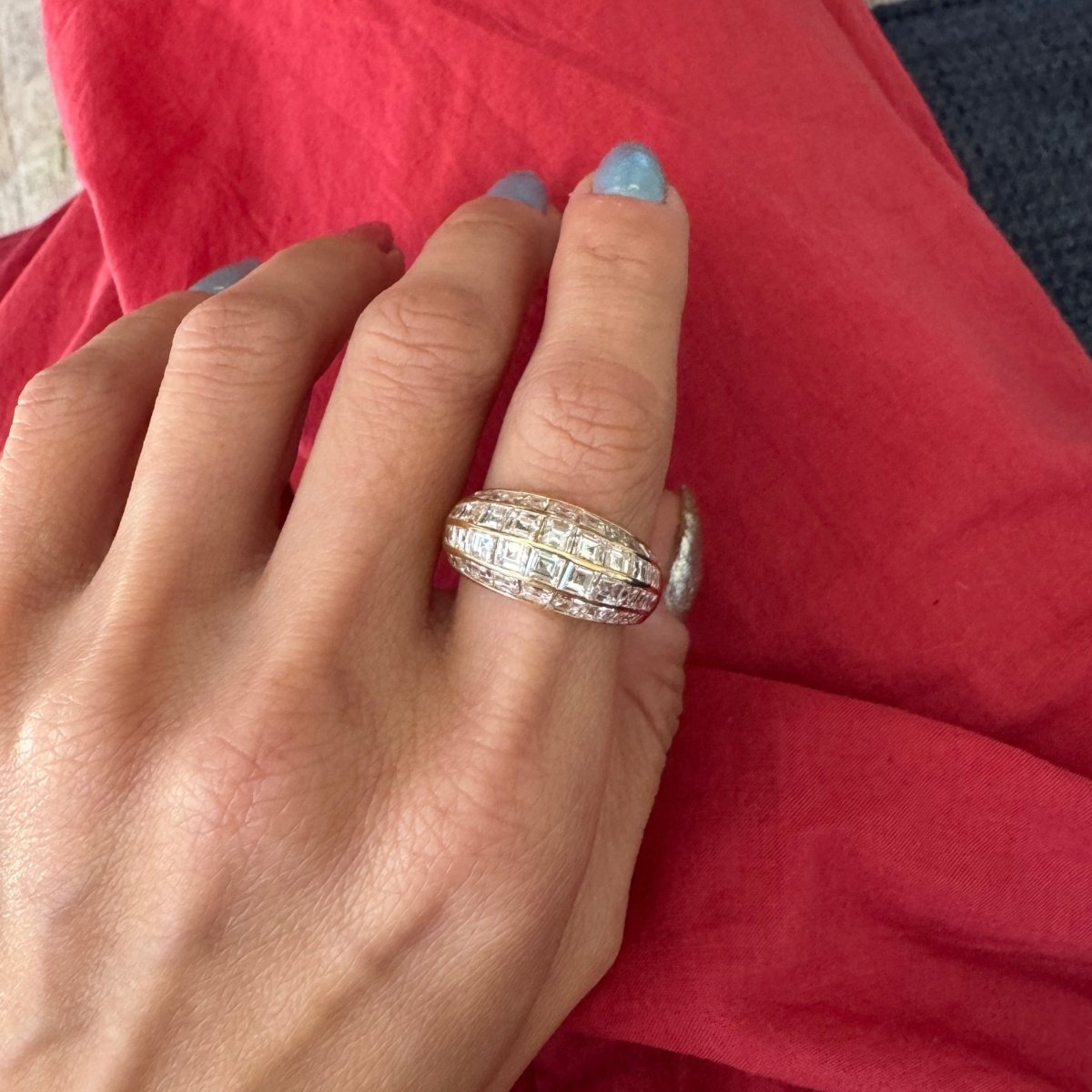 Vintage 18k Asscher Diamond Dome Ring - AURORO
