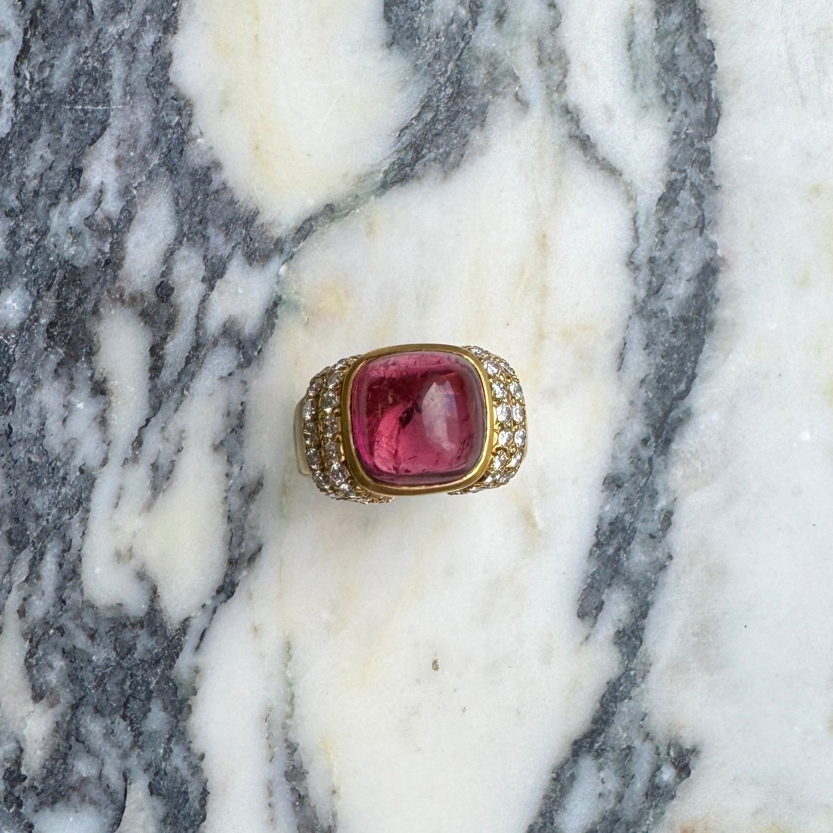 Vintage 18K Pink Tourmaline Cocktail Ring - AURORO
