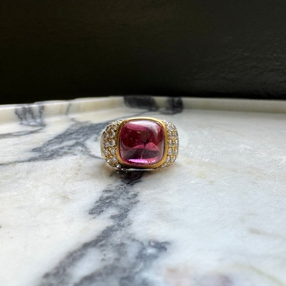 Vintage 18K Pink Tourmaline Cocktail Ring - AURORO