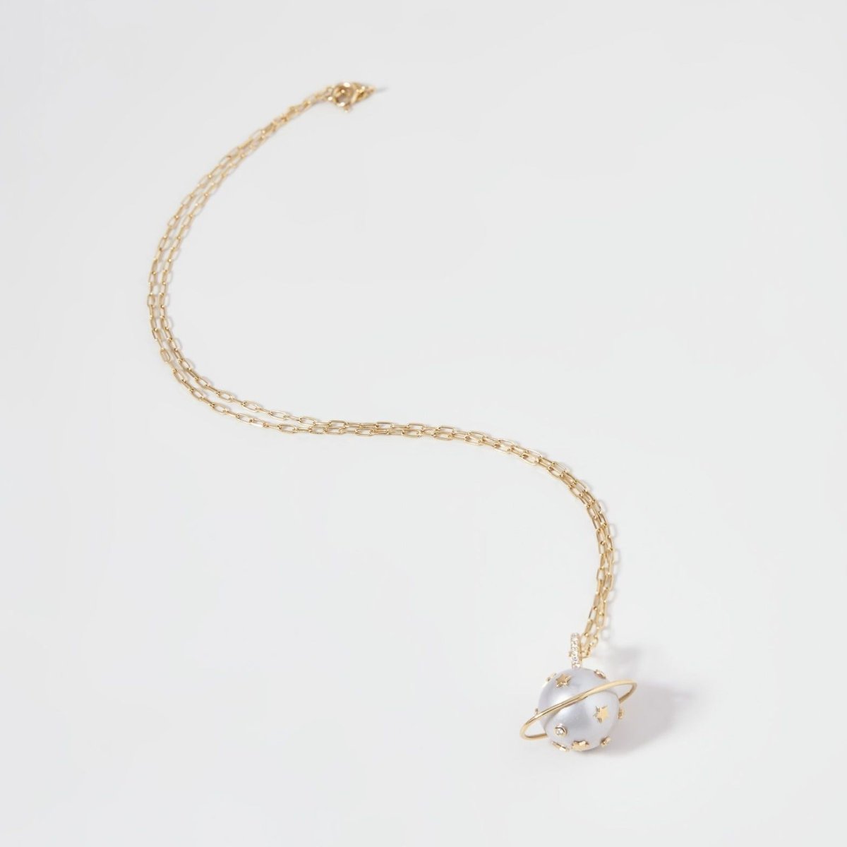 Auroro's Diamond + Pearl Saturn Pendant - AURORO